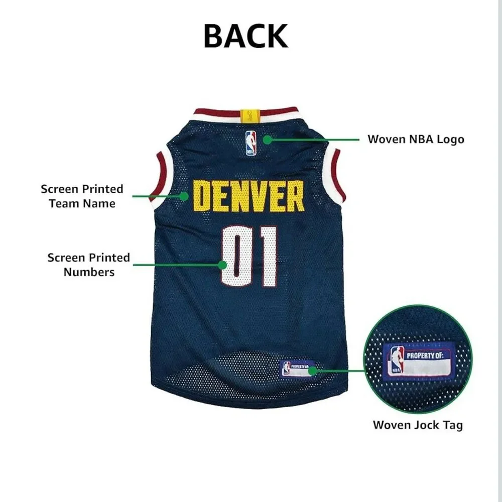 Pets First NBA Denver Nuggets Dog Jersey Size Medium New